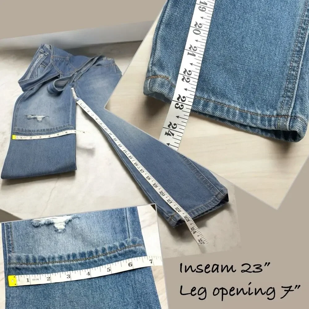 Old Navy Denim Bib Overalls Girls M 8 Distressed Straight Leg Casual